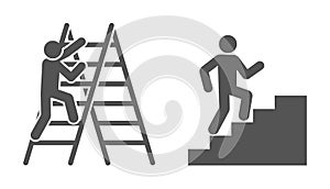 Person climbimg on ladder stairs photo