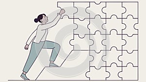Person Climbing Puzzle Wall Problem Solving, vector design Generative AI