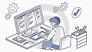 Person Coding on Computer, Software Development and Digital Creation, vector design Generative AI