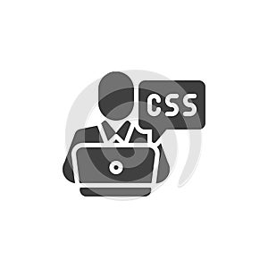Person coding CSS on a computer vector icon