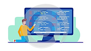 Person Coding on Desktop Computer, Software Development, Programming, IT Professional, vector design Generative AI