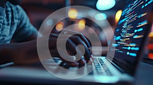 Person coding late at night on a laptop