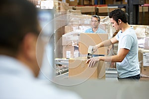 Person At Computer Terminal In Distribution Warehouse