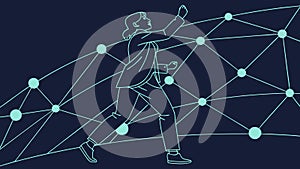 Person Connected to Digital Network, Future Technology Concept, vector design Generative AI