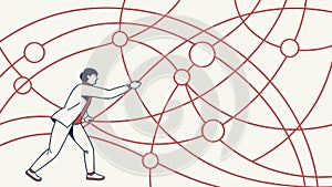 Person Connecting Network: Global Communication & Tech, vector design Generative AI