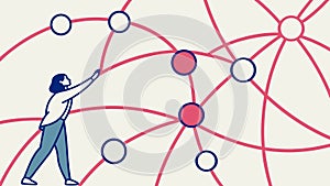 Person Connecting Network Points Abstract Tech, vector design Generative AI