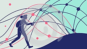 Person Connecting to Global Network, Data Connectivity, vector design Generative AI