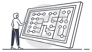 Person Controlling Digital System, UI UX & Data Management, vector design Generative AI