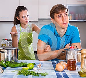 Person criticizing young spouse