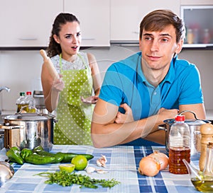 Person criticizing young spouse