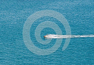 Person Cruising the Mediterranean Sea