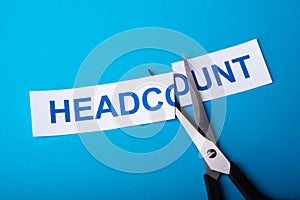 Person Cutting Headcount Using Scissors