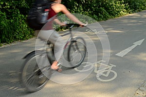 Person On A Cycle Lane