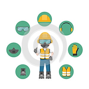 Person design with your personal protection equipment and industrial safety icons