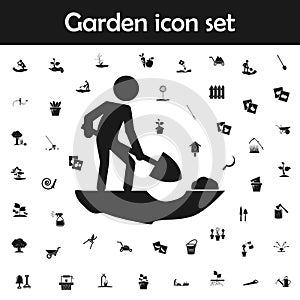 The person is digging icon. Garden icons universal set for web and mobile