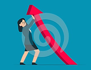 Person directing the arrow up. Leadership vector photo