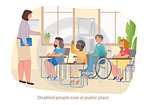 Person with disabilities in public place