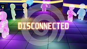 Person is disconnected from computer game - bad connection speed - industrial 3D illustration