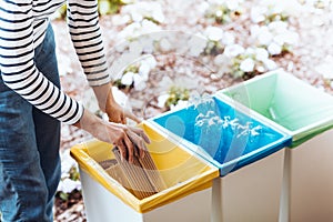 Person disposing of paper