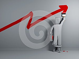 Person draw red arrow - Perspective in business