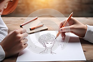 person, drawing mental health symbol on a piece of paper