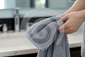 person drying off with a microfiber bath towel