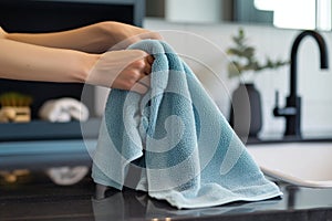 person drying off with a microfiber bath towel