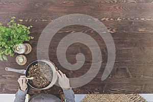 Person eating whole grain pasta