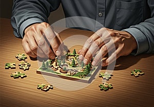 A person engages in assembling a