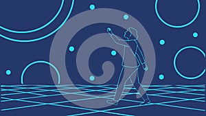 Person Engaging with Digital Elements, vector design Generative AI