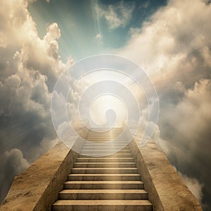 Person entering heaven through a door photo