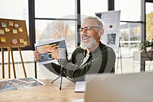 Engaging office discussion with visuals and