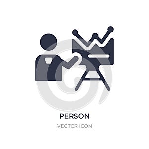 person explaining strategy icon on white background. Simple element illustration from Business and analytics concept