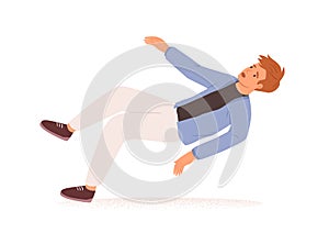 Person falling down. Fall or failure of young man isolated on white background. Psychological concept of life crisis