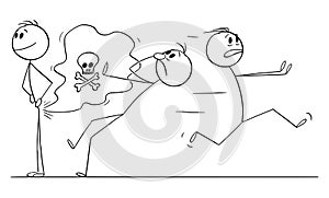 Person Farting, Panic Burst Around , Vector Cartoon Stick Figure Illustration