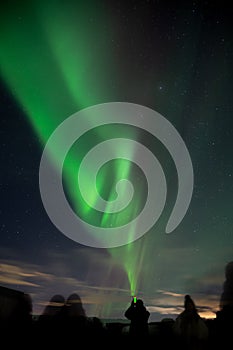 Person Filming Aurora Borealis from his phone