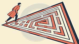 Person finding way through a maze, problem solving, vector design Generative AI