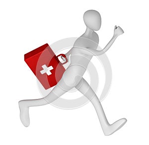 Person with the first-aid set running on a call.