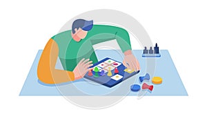 Person Focused on Solving Puzzle, Engaging Mind Activity, vector design Generative AI