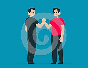 Person friendly handshake. Vector illustration concept