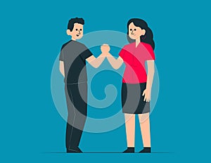 Person friendly handshake. Vector illustration concept