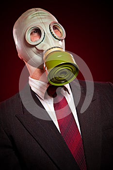 Person in a gas mask