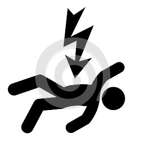 Person getting electric shock vector icon