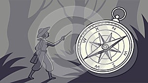 Person with Giant Compass, Finding True Direction, vector design Generative AI