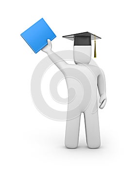 Person with graduation cap and book