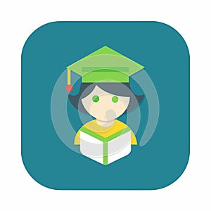 A person in a graduation cap holding a book, Generate a minimalist icon for a student learning app, minimalist simple modern