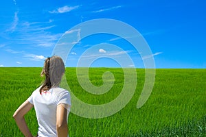 Person in green field 1