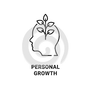 Person growth icon. Mindset development professional learning concept vector personal growth