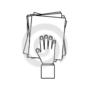 Person hand with Pile of papers