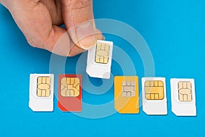 Person hand with sim cards
